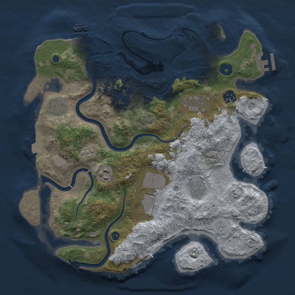 Rust Map: Procedural Map, Size: 3500, Seed: 1032630, 13 Monuments
