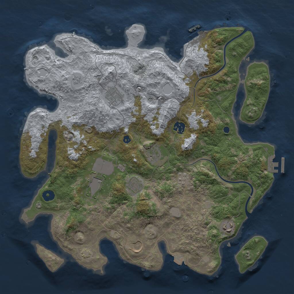 Rust Map: Procedural Map, Size: 3800, Seed: 1036192940, 14 Monuments
