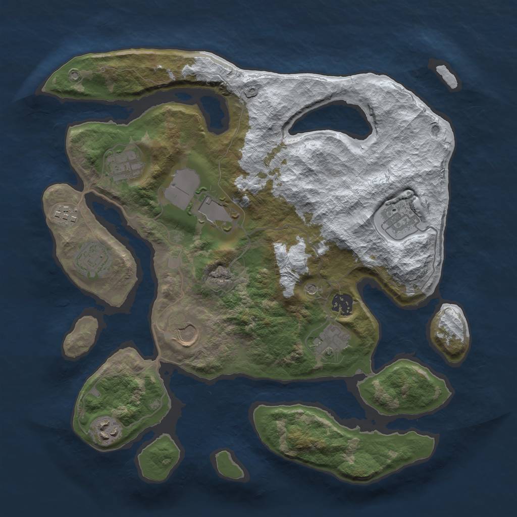 Rust Map: Barren, Size: 3500, Seed: 6437656, 12 Monuments