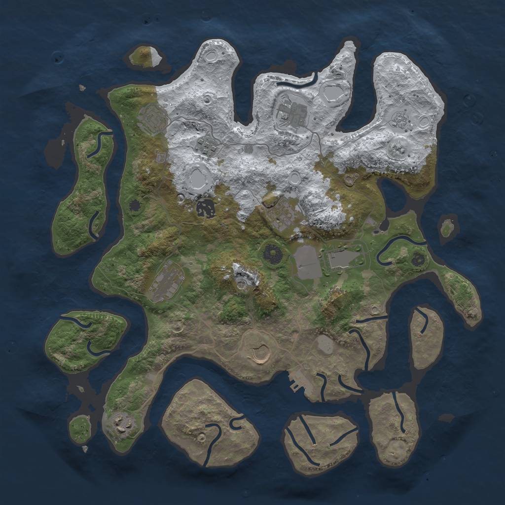 Rust Map: Procedural Map, Size: 3850, Seed: 391225274, 17 Monuments