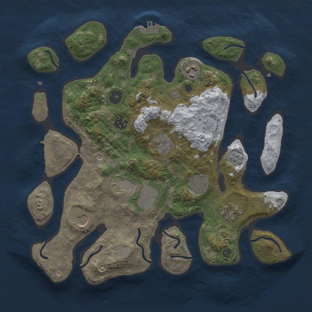 Rust Map: Procedural Map, Size: 3500, Seed: 4713590, 17 Monuments