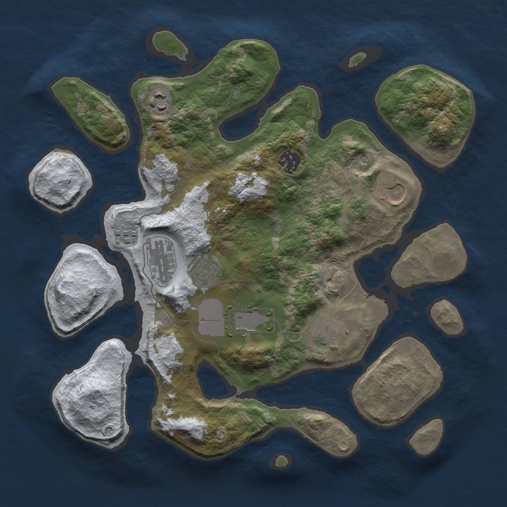 Rust Map: Barren, Size: 3500, Seed: 5499120, 11 Monuments