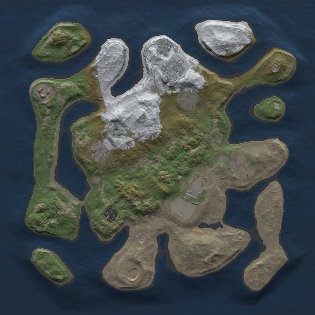 Rust Map: Barren, Size: 3500, Seed: 3374084, 12 Monuments