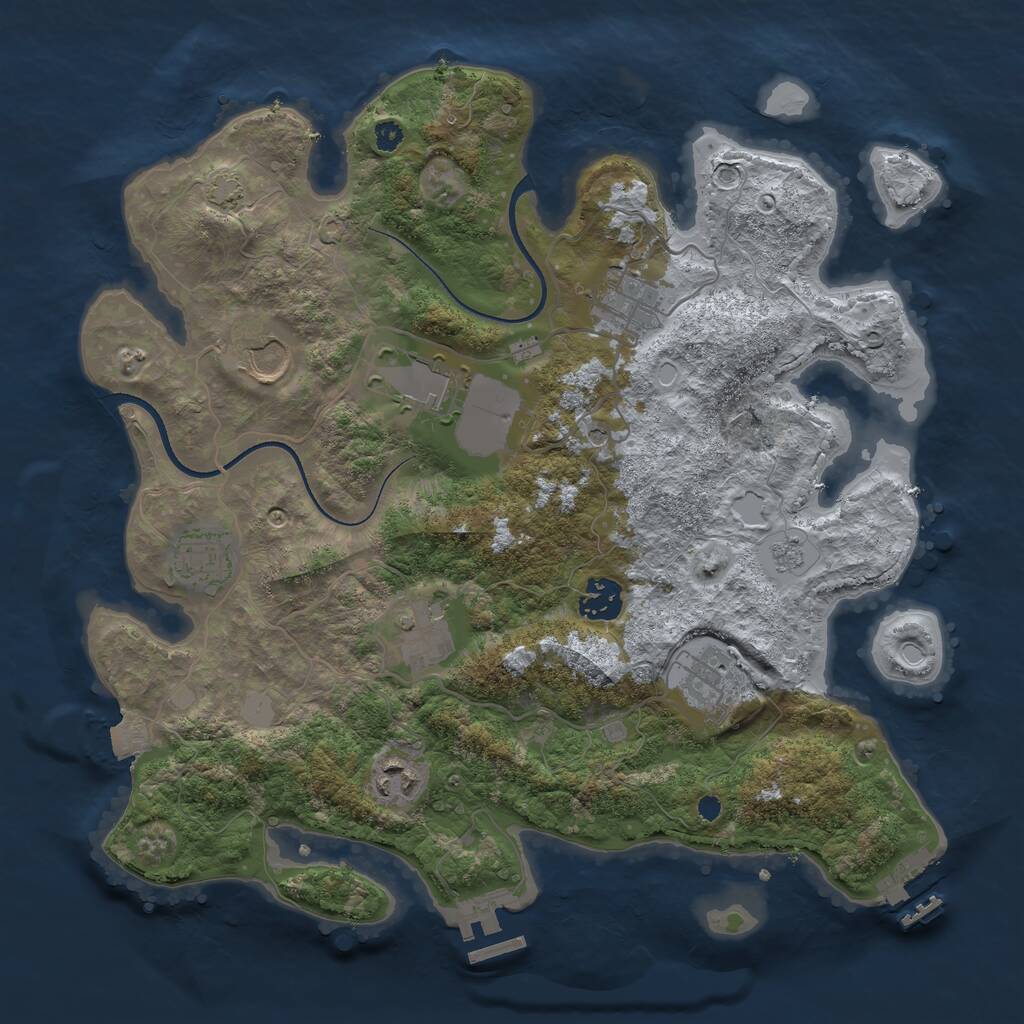 Rust Map: Procedural Map, Size: 3500, Seed: 4009017, 14 Monuments
