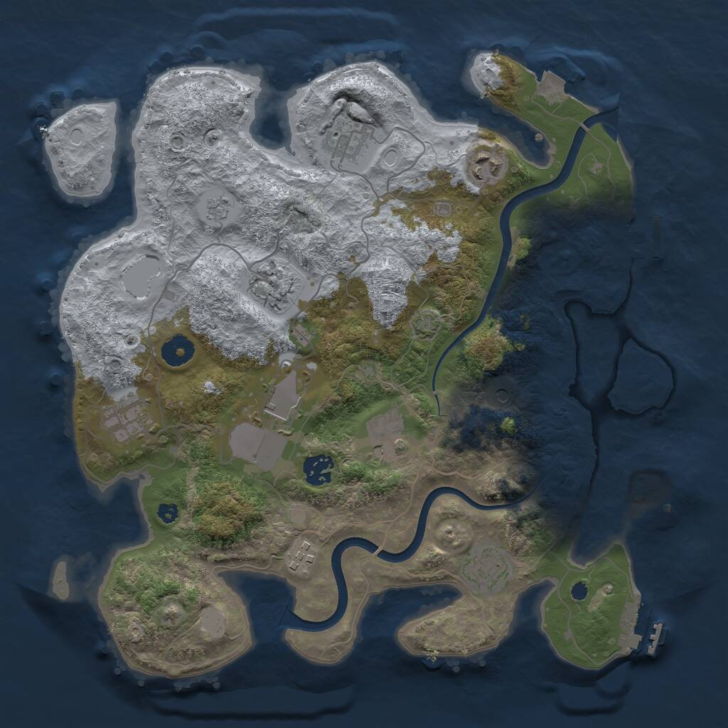 Rust Map: Procedural Map, Size: 3500, Seed: 4497744, 15 Monuments