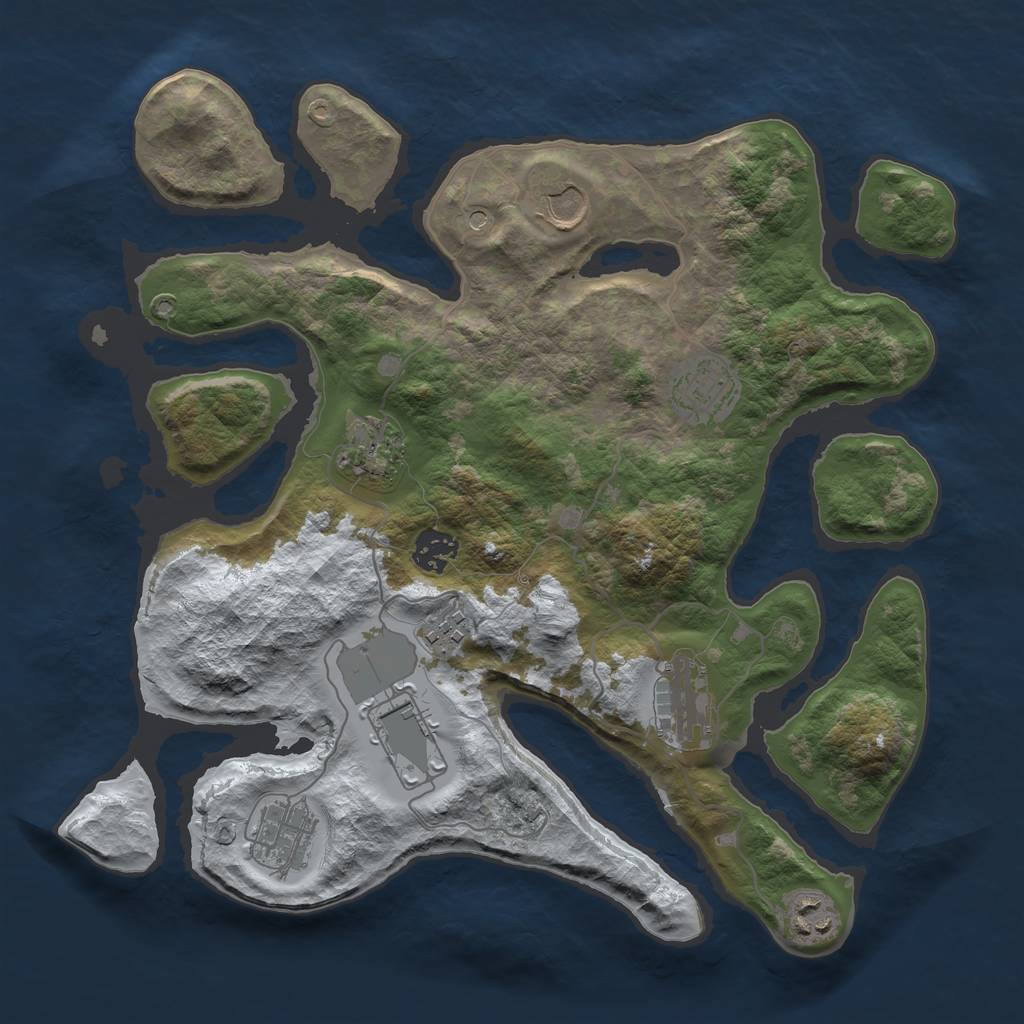Rust Map: Barren, Size: 3500, Seed: 5031226, 12 Monuments