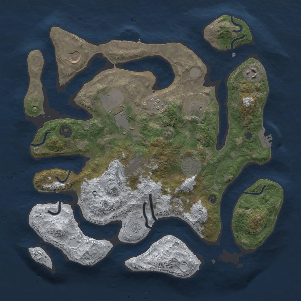 Rust Map: Procedural Map, Size: 3500, Seed: 1694953, 16 Monuments