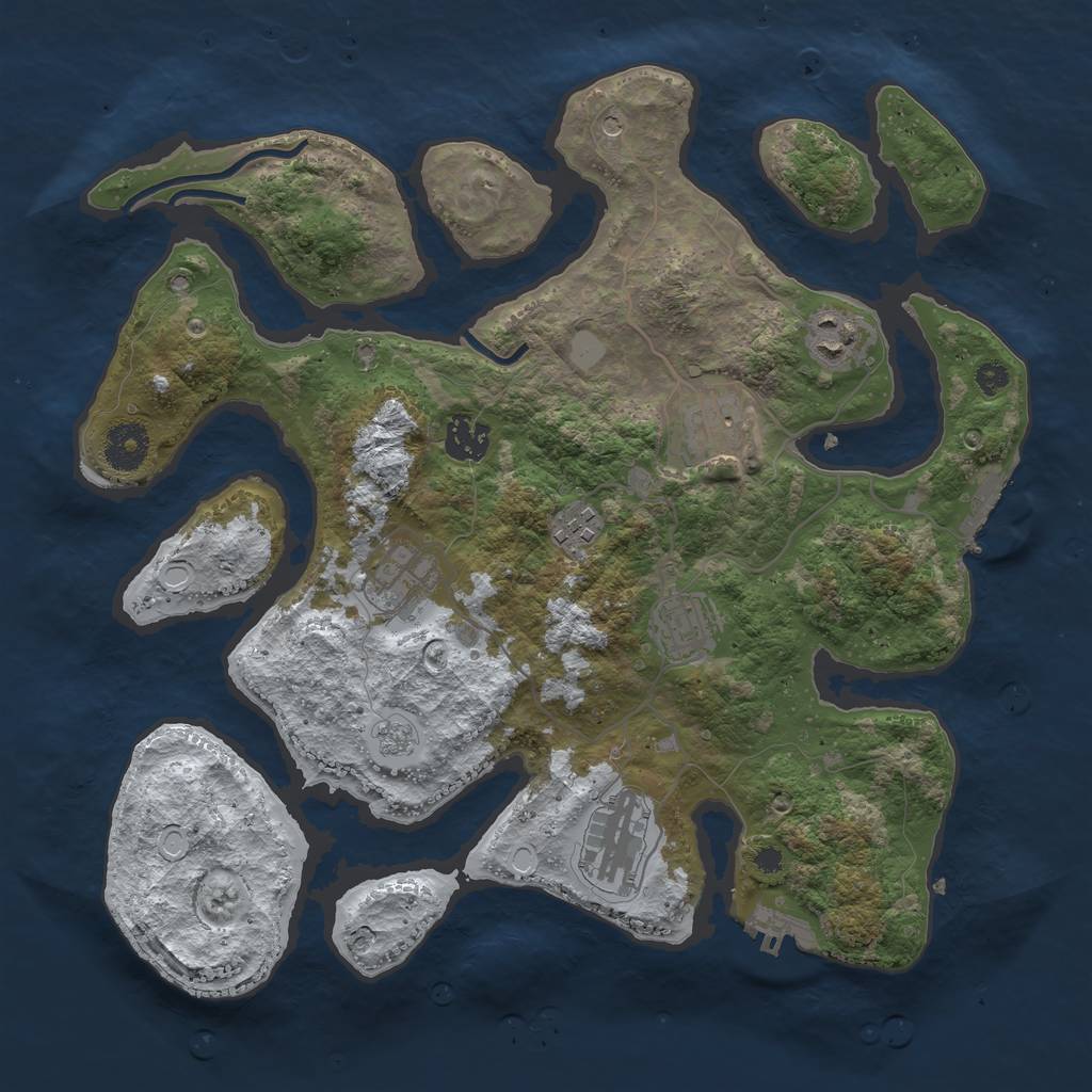 Rust Map: Procedural Map, Size: 3500, Seed: 291785, 16 Monuments