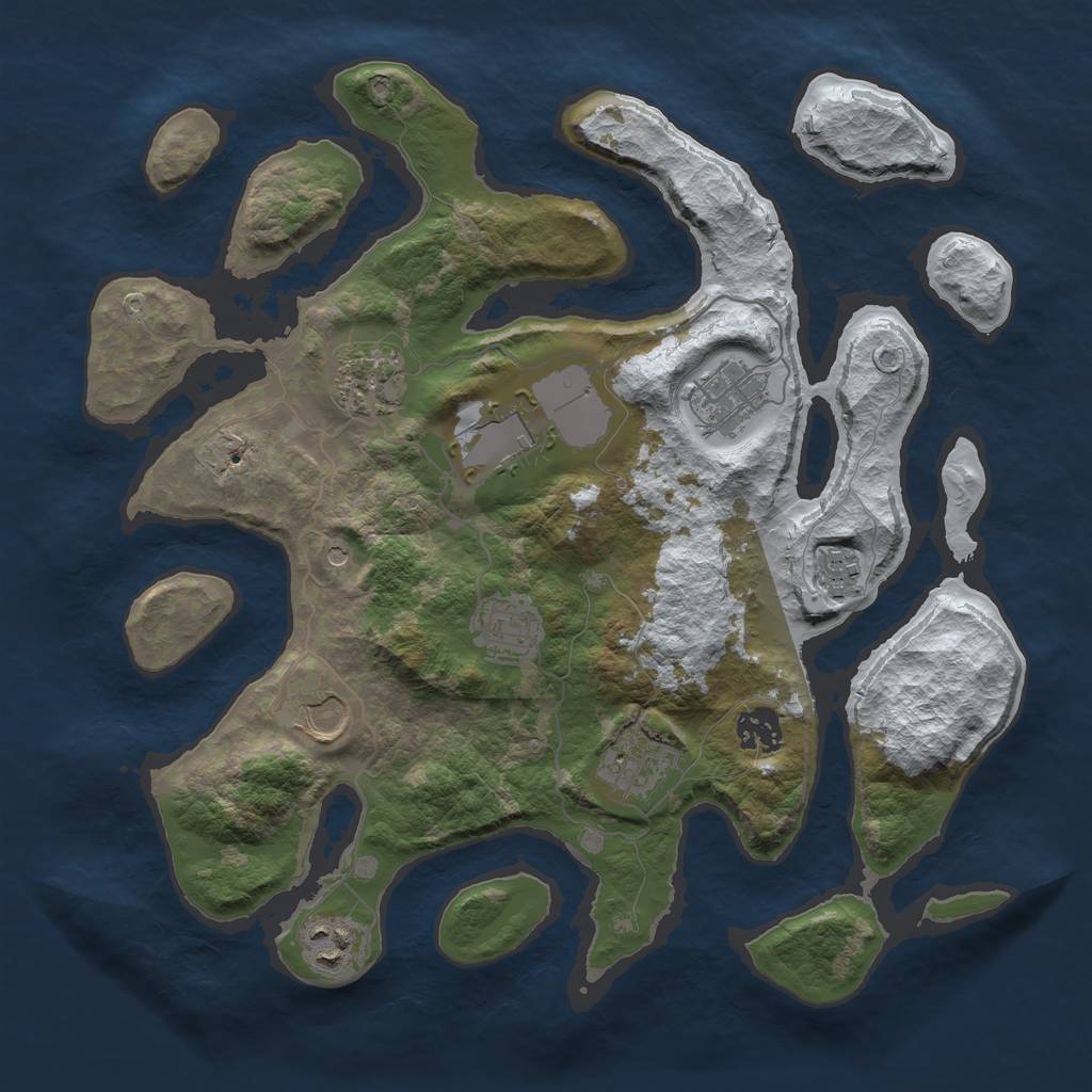 Rust Map: Barren, Size: 3500, Seed: 5610737, 12 Monuments