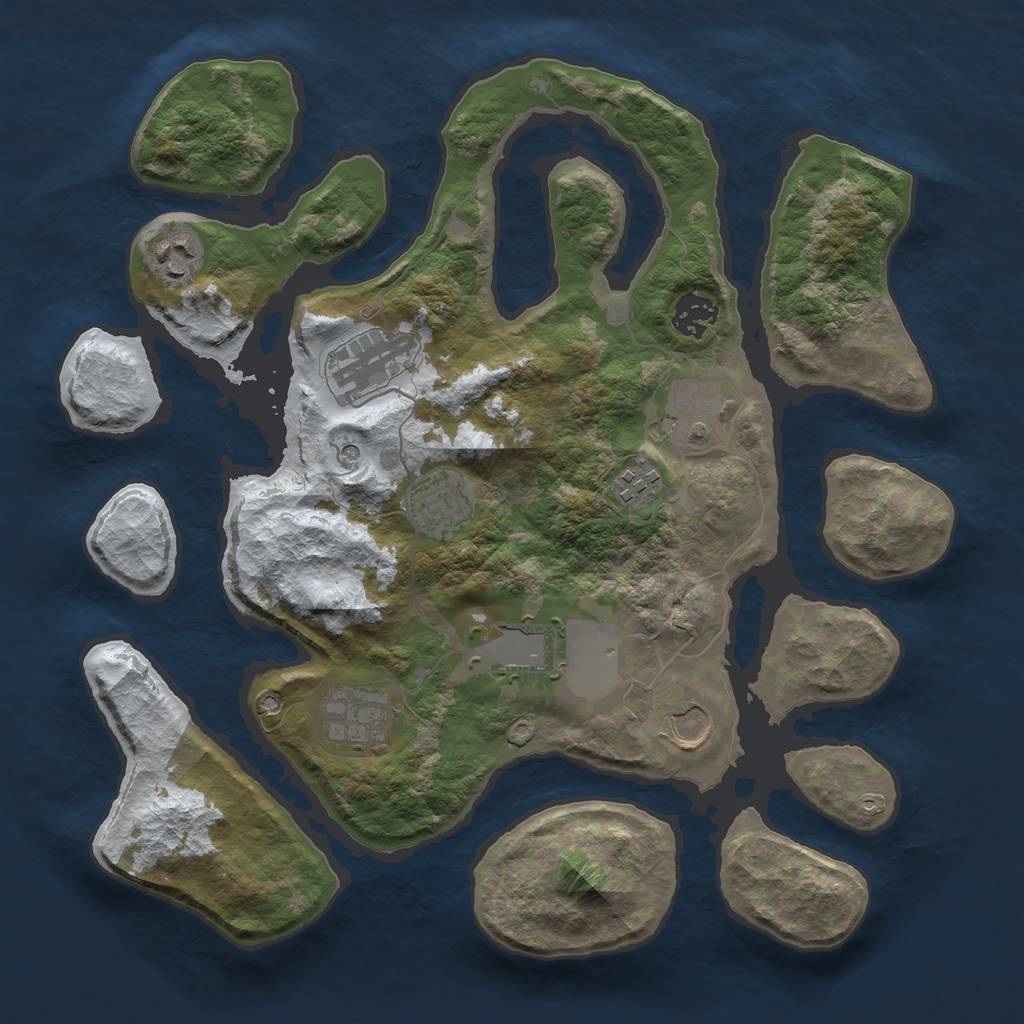 Rust Map: Barren, Size: 3500, Seed: 3133182, 12 Monuments