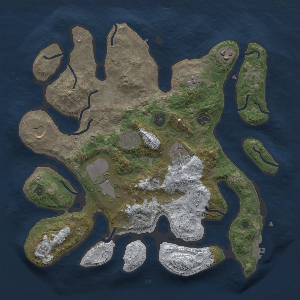 Rust Map: Procedural Map, Size: 3500, Seed: 971959, 16 Monuments