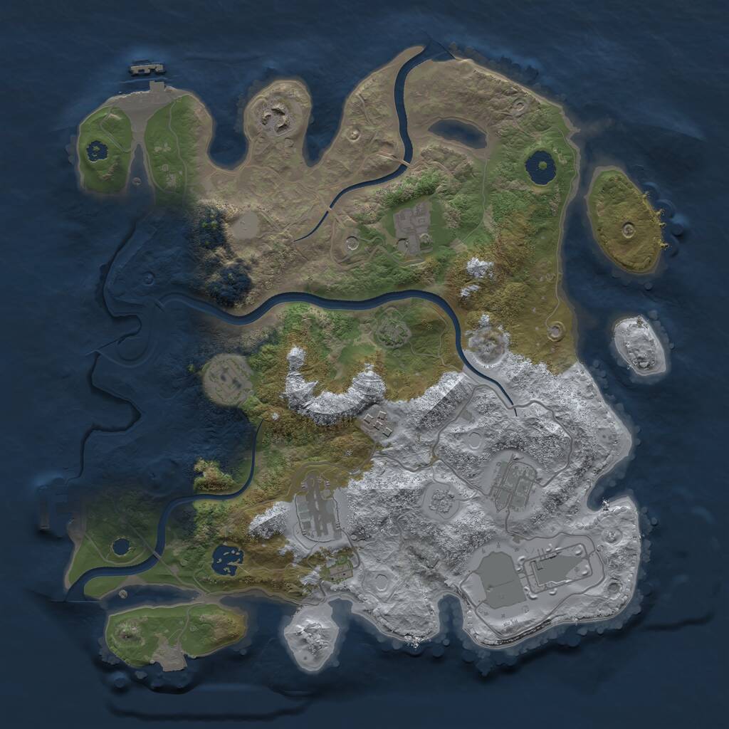 Rust Map: Procedural Map, Size: 3500, Seed: 3049179, 14 Monuments