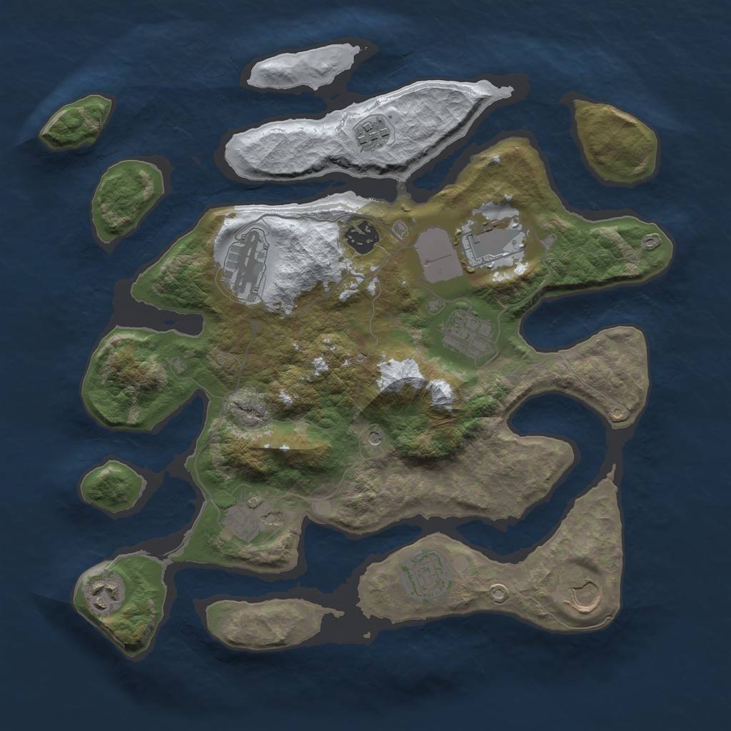 Rust Map: Barren, Size: 3500, Seed: 2617555, 12 Monuments