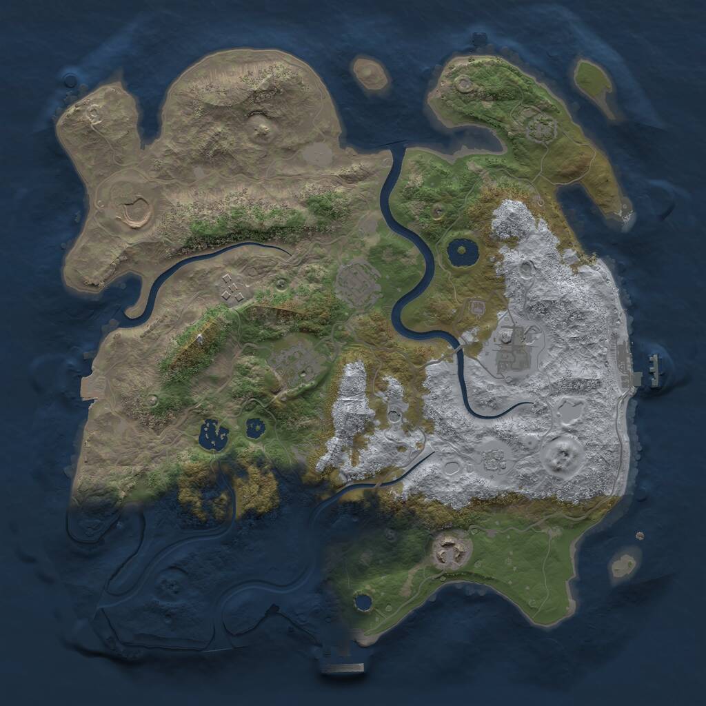 Rust Map: Procedural Map, Size: 3500, Seed: 3353722, 13 Monuments
