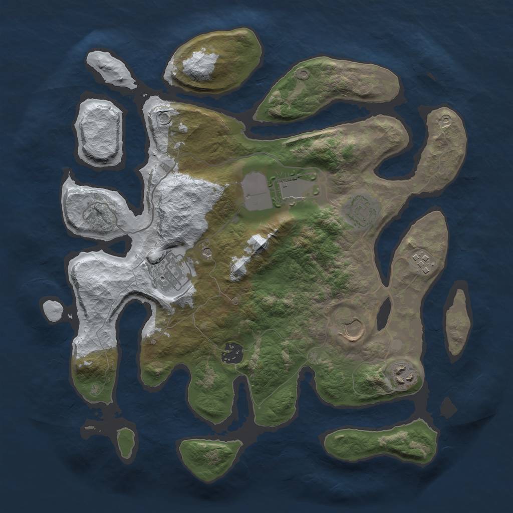 Rust Map: Barren, Size: 3500, Seed: 6320605, 10 Monuments