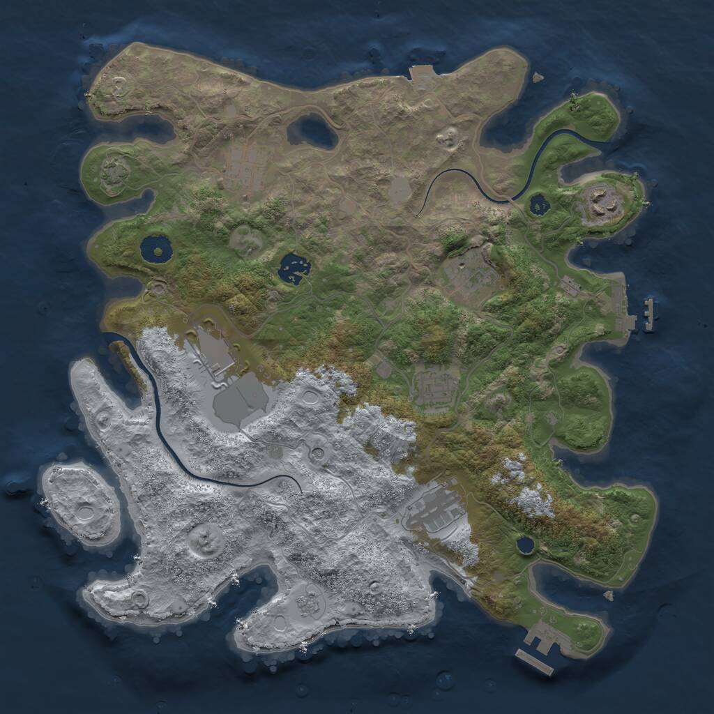 Rust Map: Procedural Map, Size: 3500, Seed: 897545, 13 Monuments