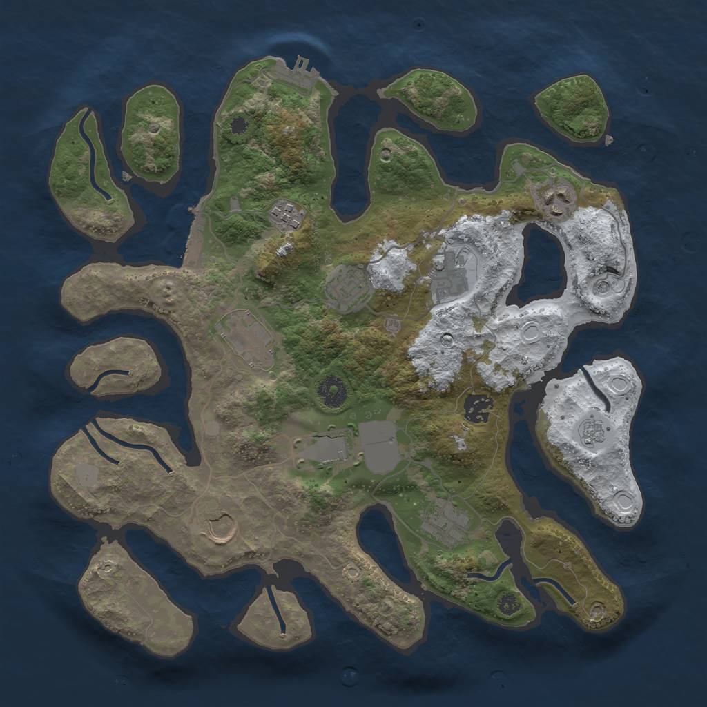 Rust Map: Procedural Map, Size: 3500, Seed: 5791613, 18 Monuments