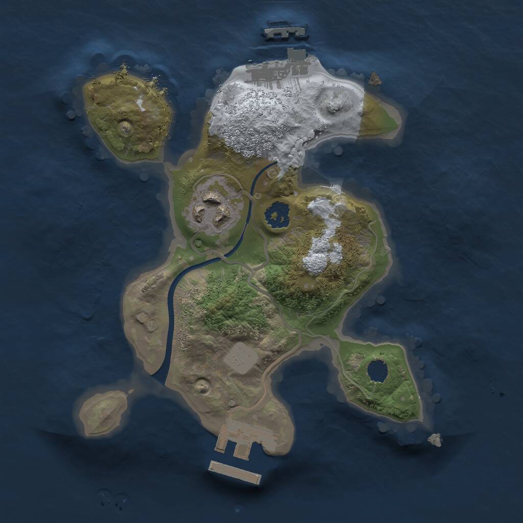 Rust Map: Procedural Map, Size: 2000, Seed: 5255781, 4 Monuments