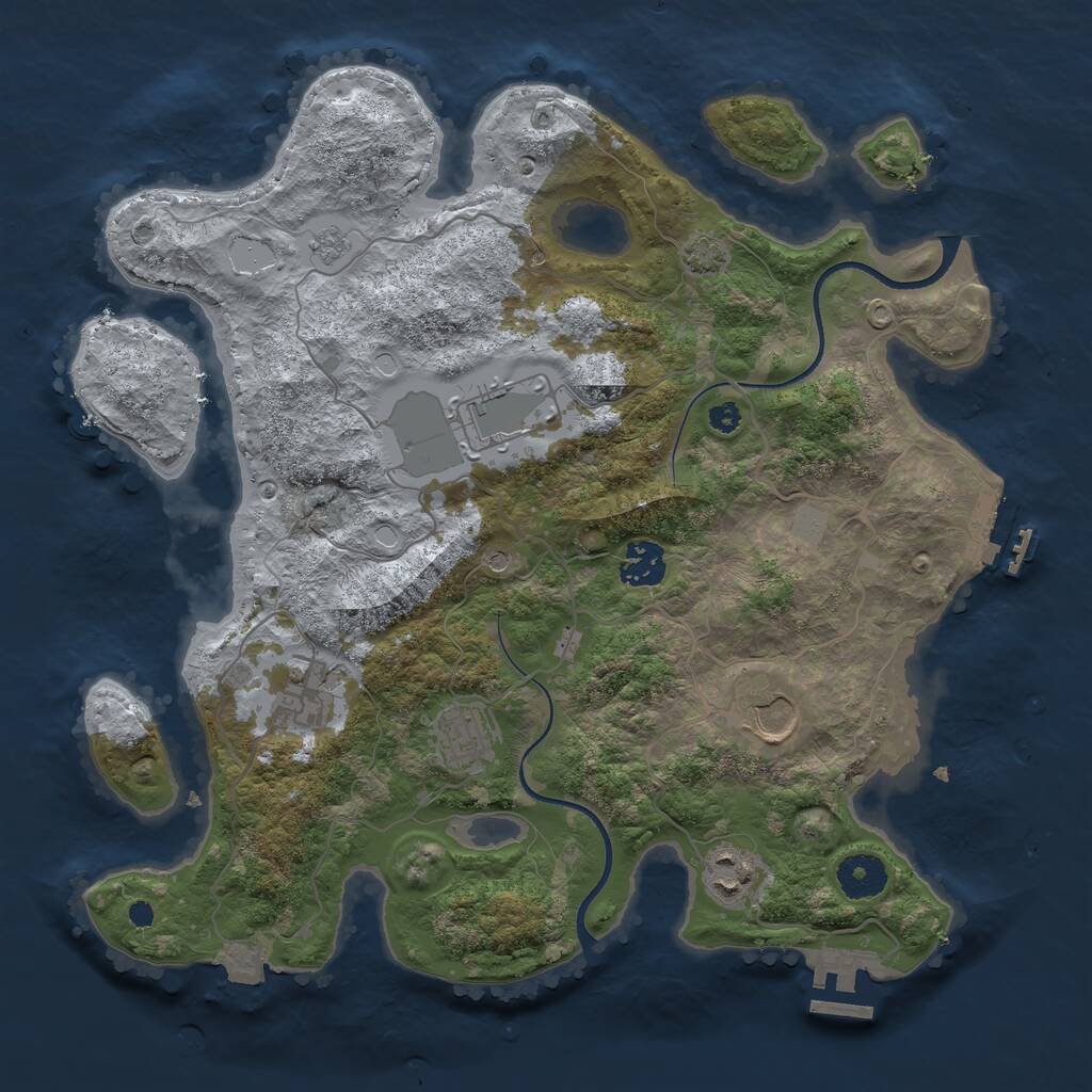 Rust Map: Procedural Map, Size: 3500, Seed: 1255380, 12 Monuments