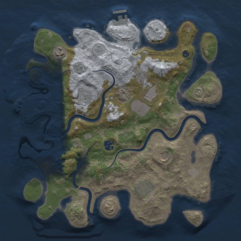Rust Map: Procedural Map, Size: 3500, Seed: 2062939, 14 Monuments