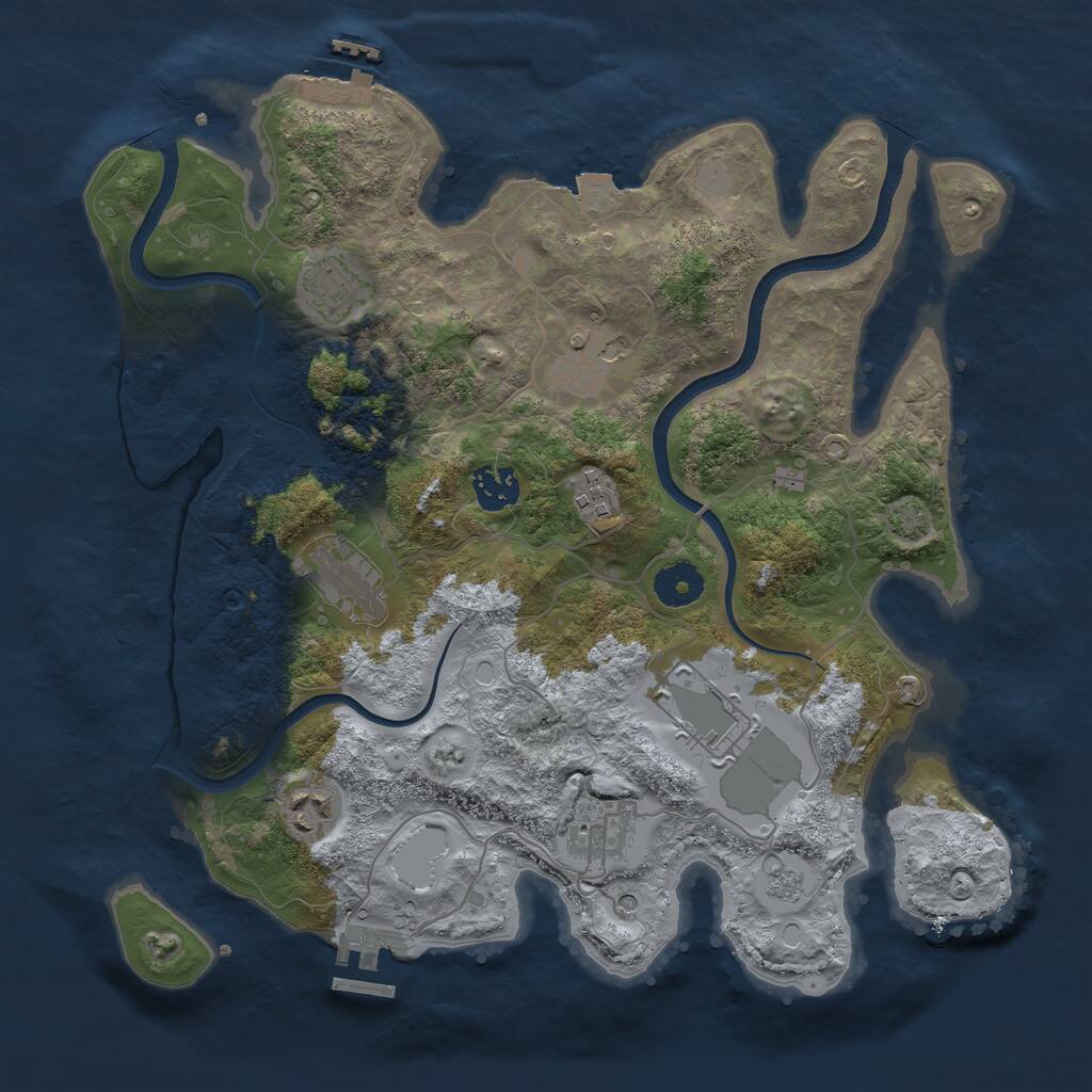 Rust Map: Procedural Map, Size: 3500, Seed: 4382016, 14 Monuments