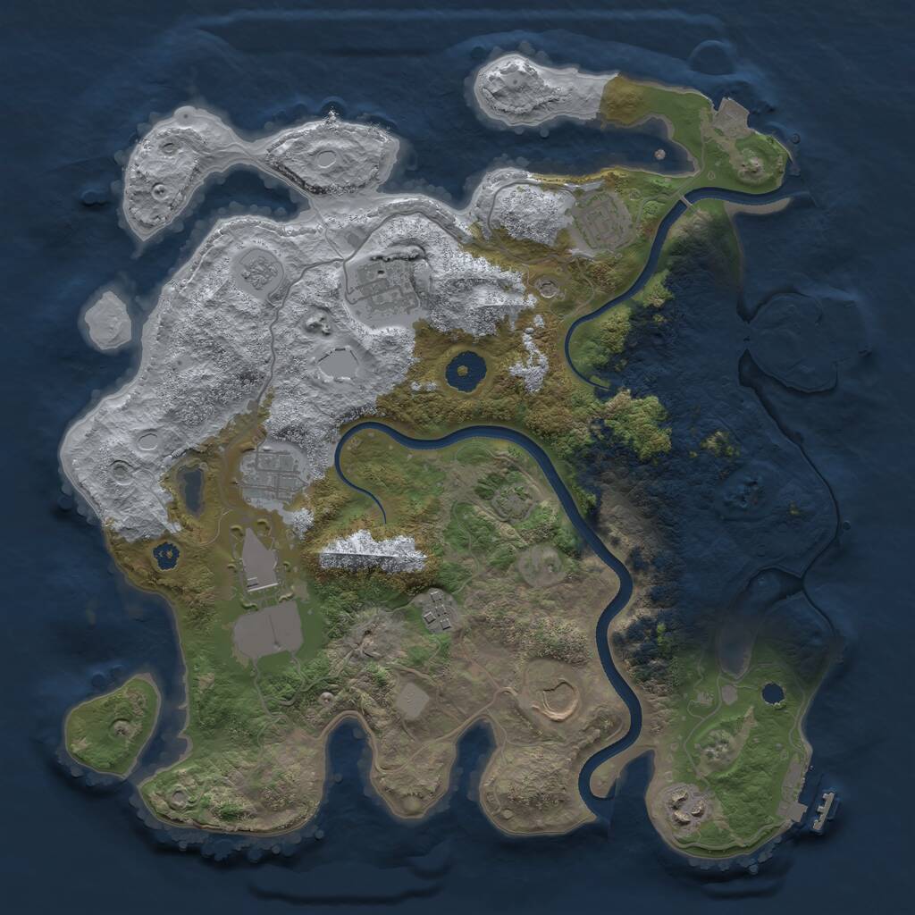 Rust Map: Procedural Map, Size: 3500, Seed: 5893338, 13 Monuments