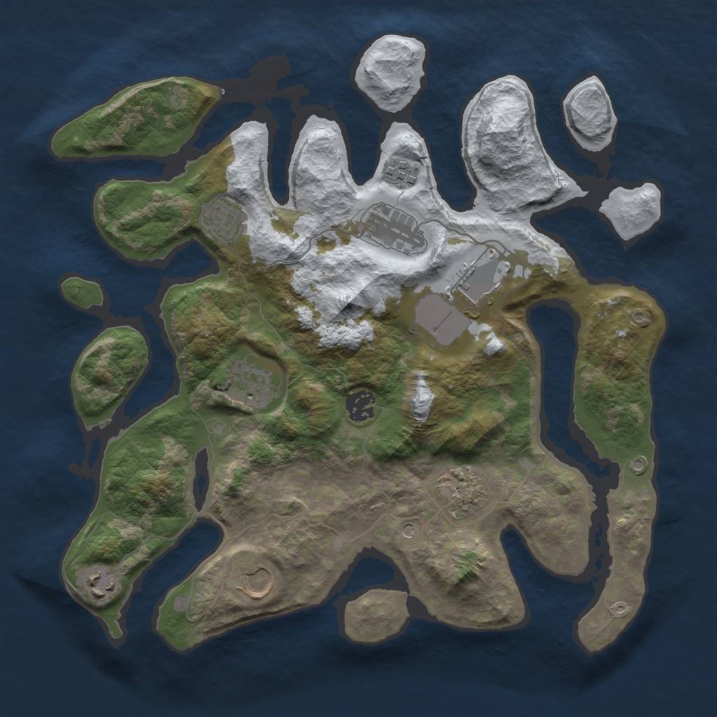 Rust Map: Barren, Size: 3500, Seed: 6226519, 12 Monuments