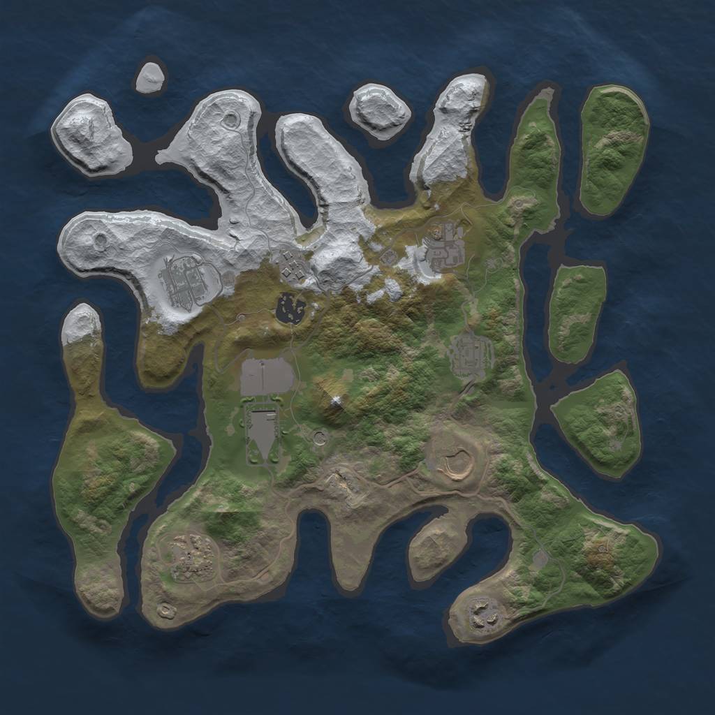Rust Map: Barren, Size: 3500, Seed: 2026086, 12 Monuments