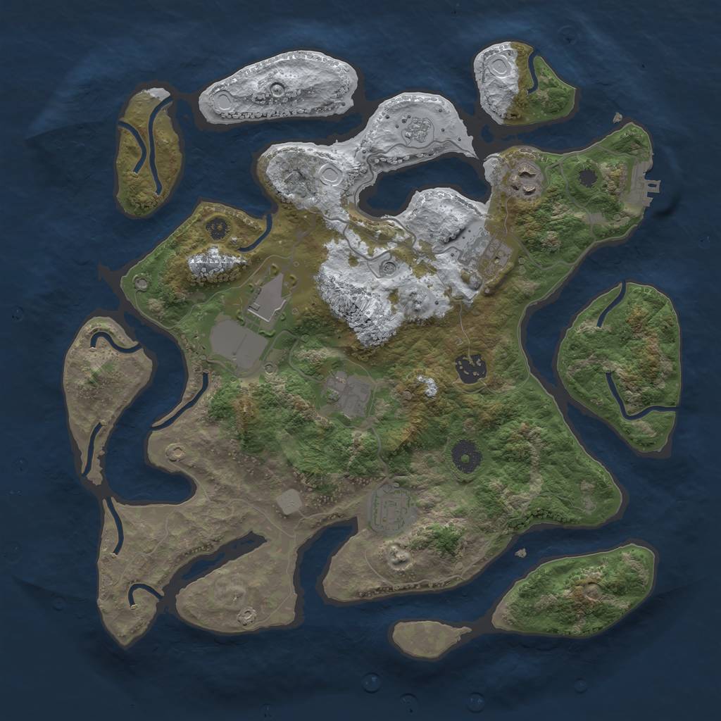 Rust Map: Procedural Map, Size: 3500, Seed: 4268694, 14 Monuments