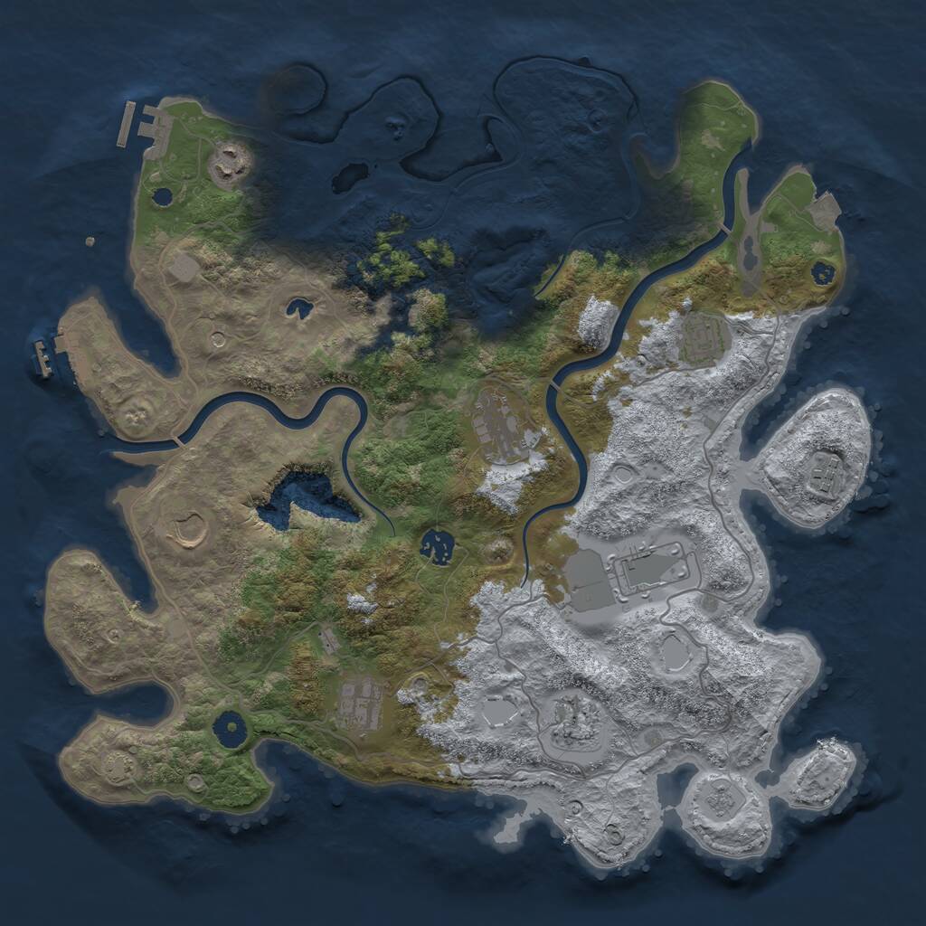 Rust Map: Procedural Map, Size: 4000, Seed: 636695, 15 Monuments