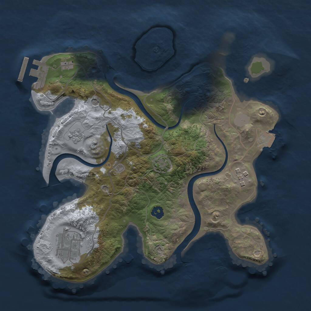 Rust Map: Procedural Map, Size: 2500, Seed: 130089521, 7 Monuments