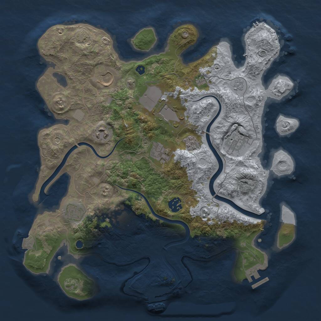 Rust Map: Procedural Map, Size: 3500, Seed: 2293912, 15 Monuments