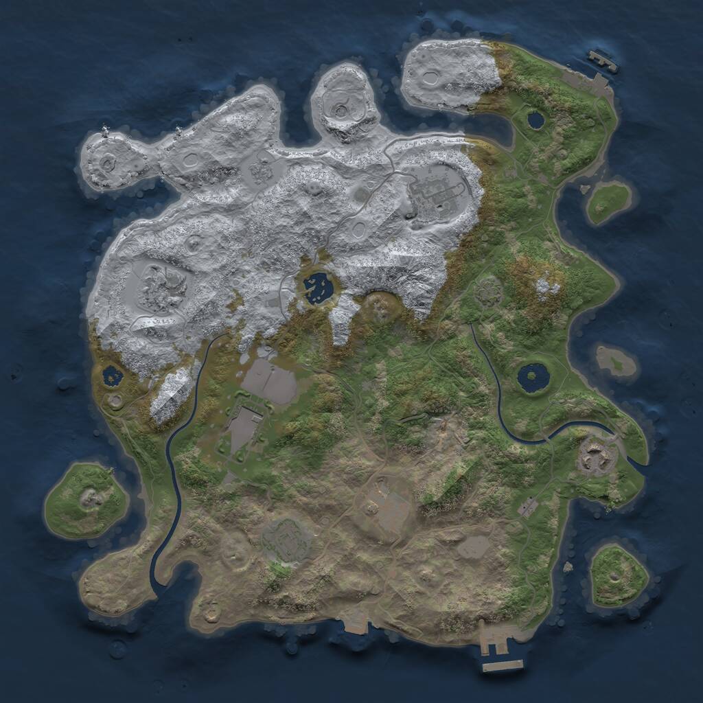 Rust Map: Procedural Map, Size: 3500, Seed: 4453915, 13 Monuments