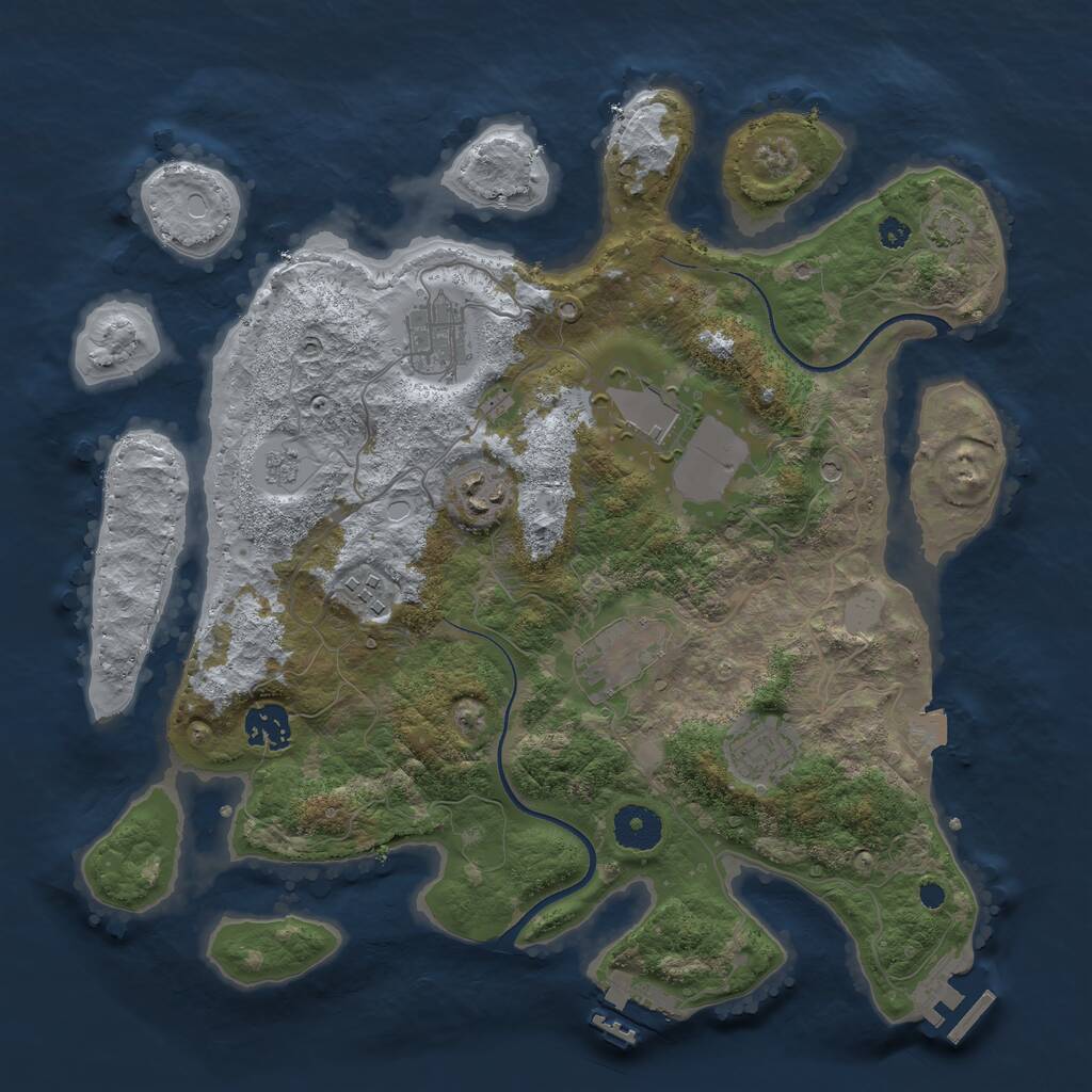 Rust Map: Procedural Map, Size: 3500, Seed: 4746184, 13 Monuments
