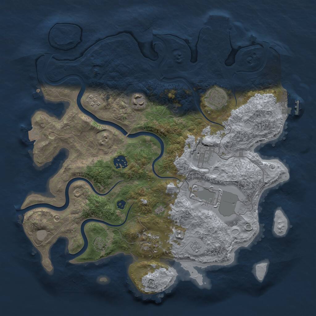 Rust Map: Procedural Map, Size: 3500, Seed: 191969, 13 Monuments