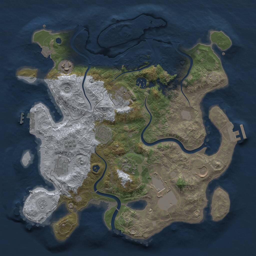 Rust Map: Procedural Map, Size: 3500, Seed: 3555119, 15 Monuments