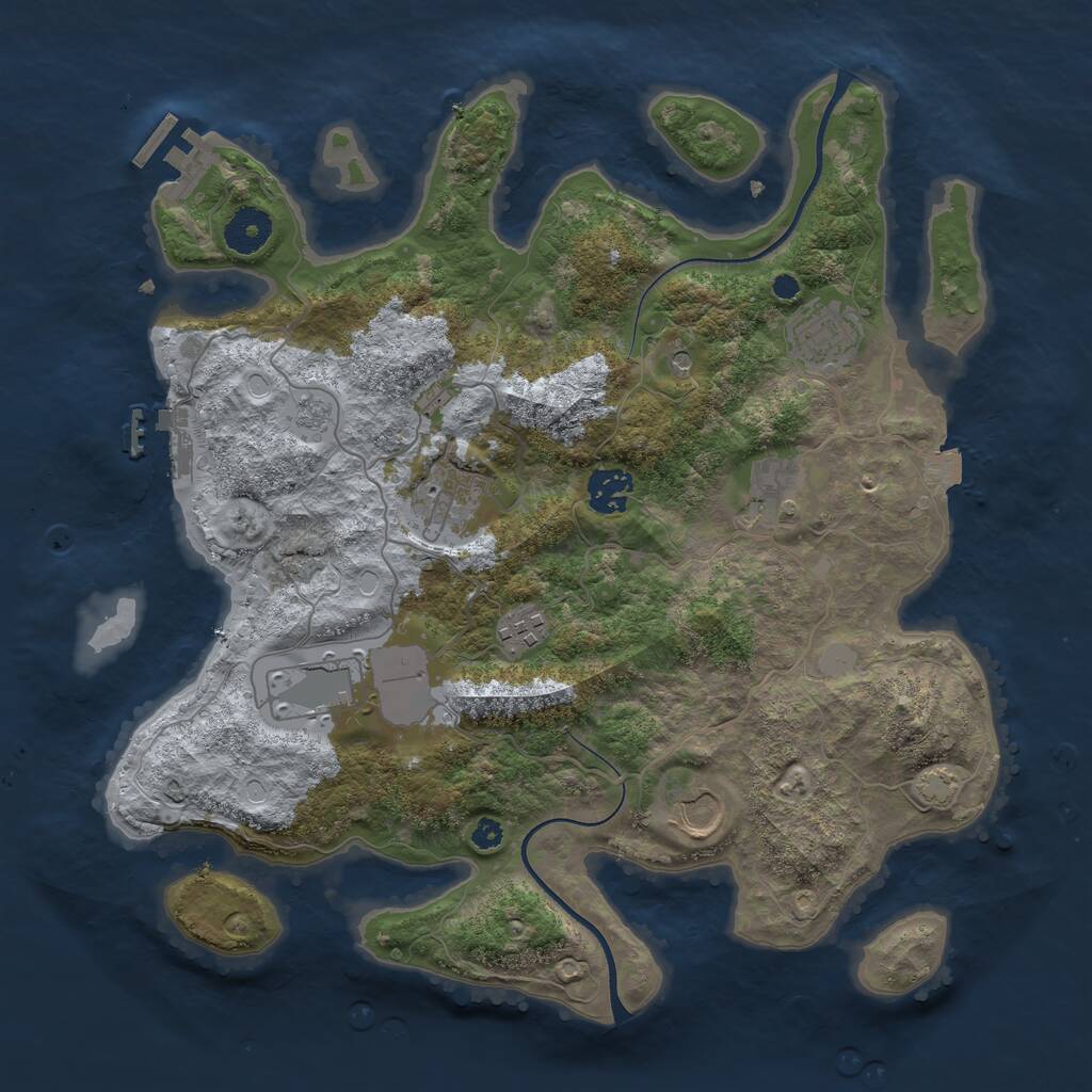 Rust Map: Procedural Map, Size: 3550, Seed: 588755, 13 Monuments