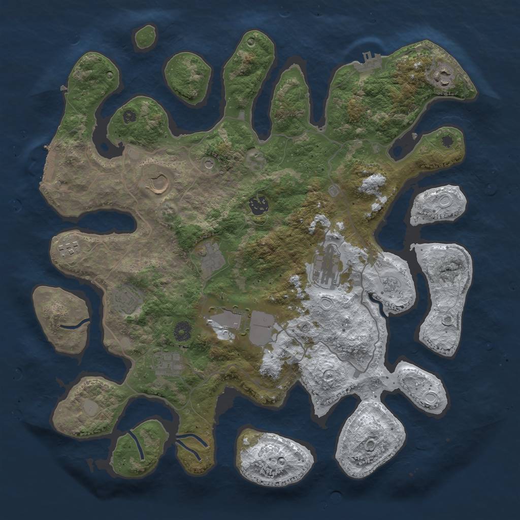 Rust Map: Procedural Map, Size: 4000, Seed: 684630, 18 Monuments