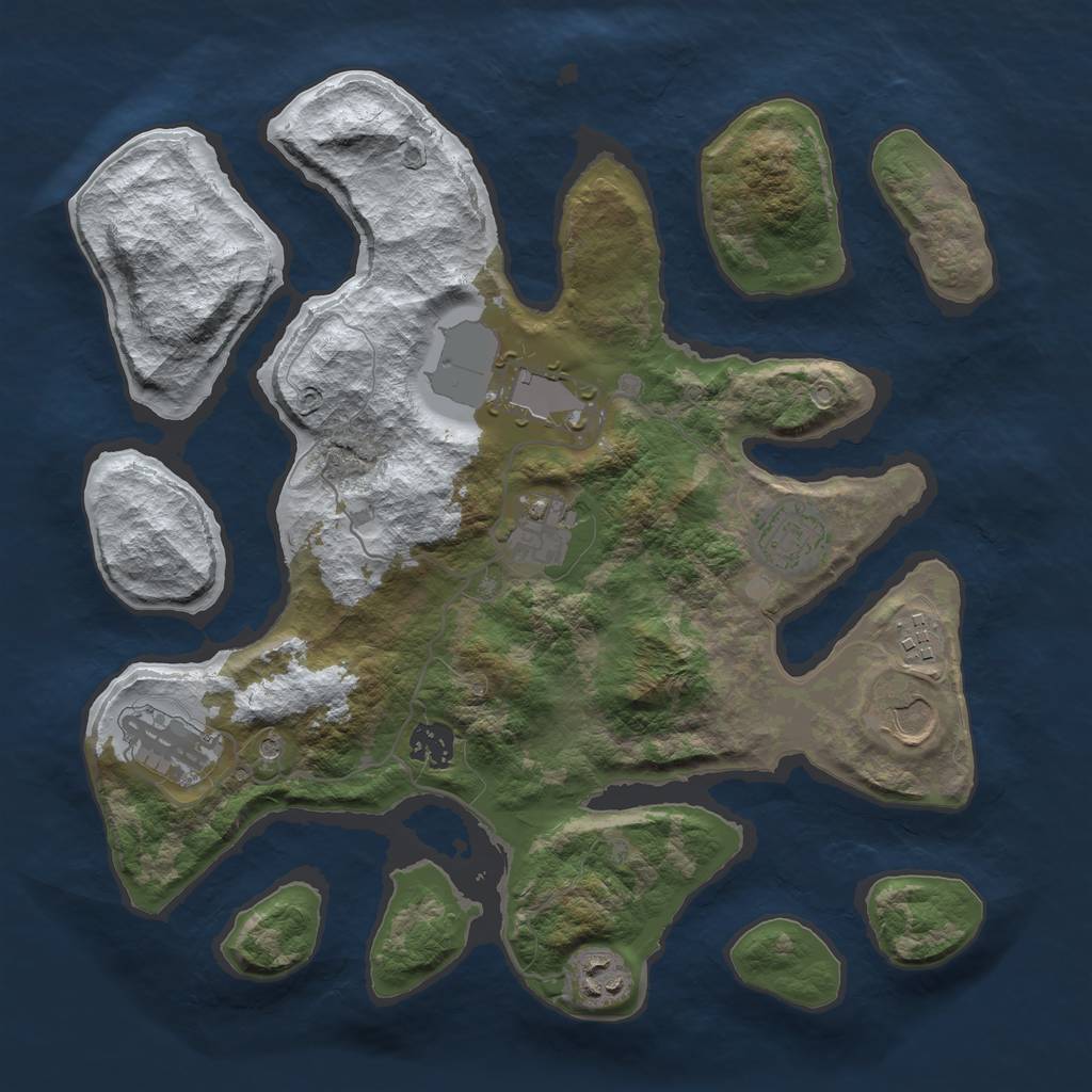 Rust Map: Barren, Size: 3500, Seed: 1107908, 11 Monuments
