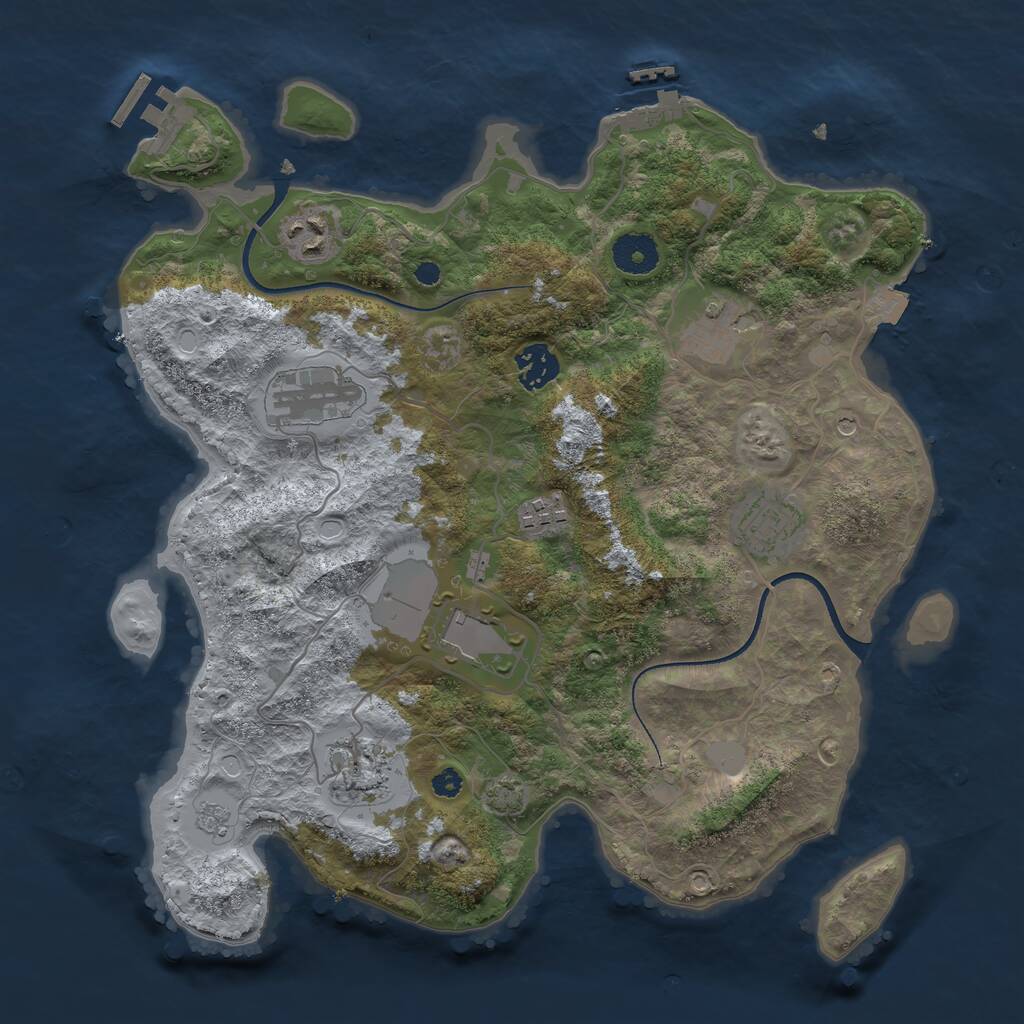 Rust Map: Procedural Map, Size: 3500, Seed: 2049319, 14 Monuments