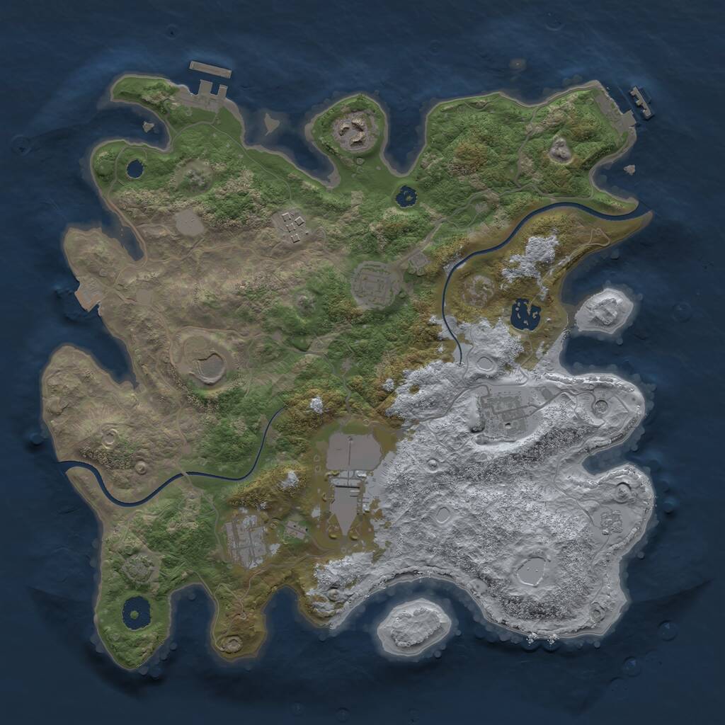 Rust Map: Procedural Map, Size: 3500, Seed: 325559, 14 Monuments