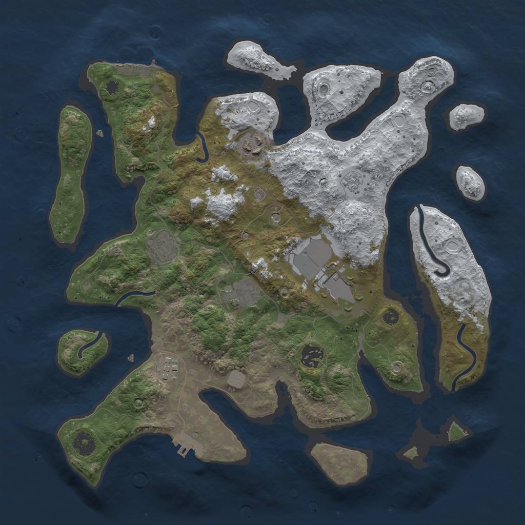 Rust Map: Procedural Map, Size: 3500, Seed: 1539347, 15 Monuments