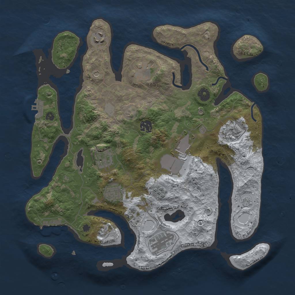 Rust Map: Procedural Map, Size: 3500, Seed: 1320067, 18 Monuments