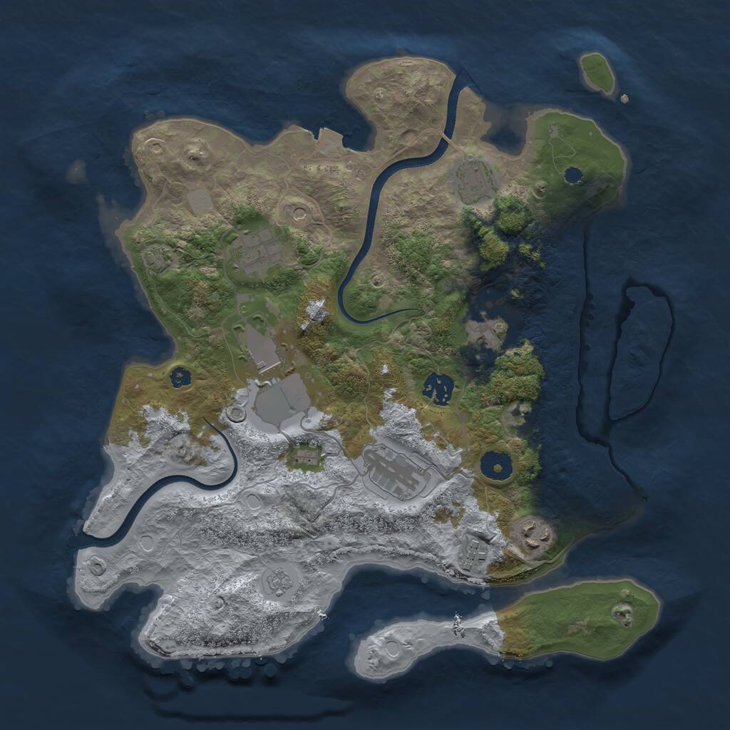 Rust Map: Procedural Map, Size: 3500, Seed: 4991599, 12 Monuments