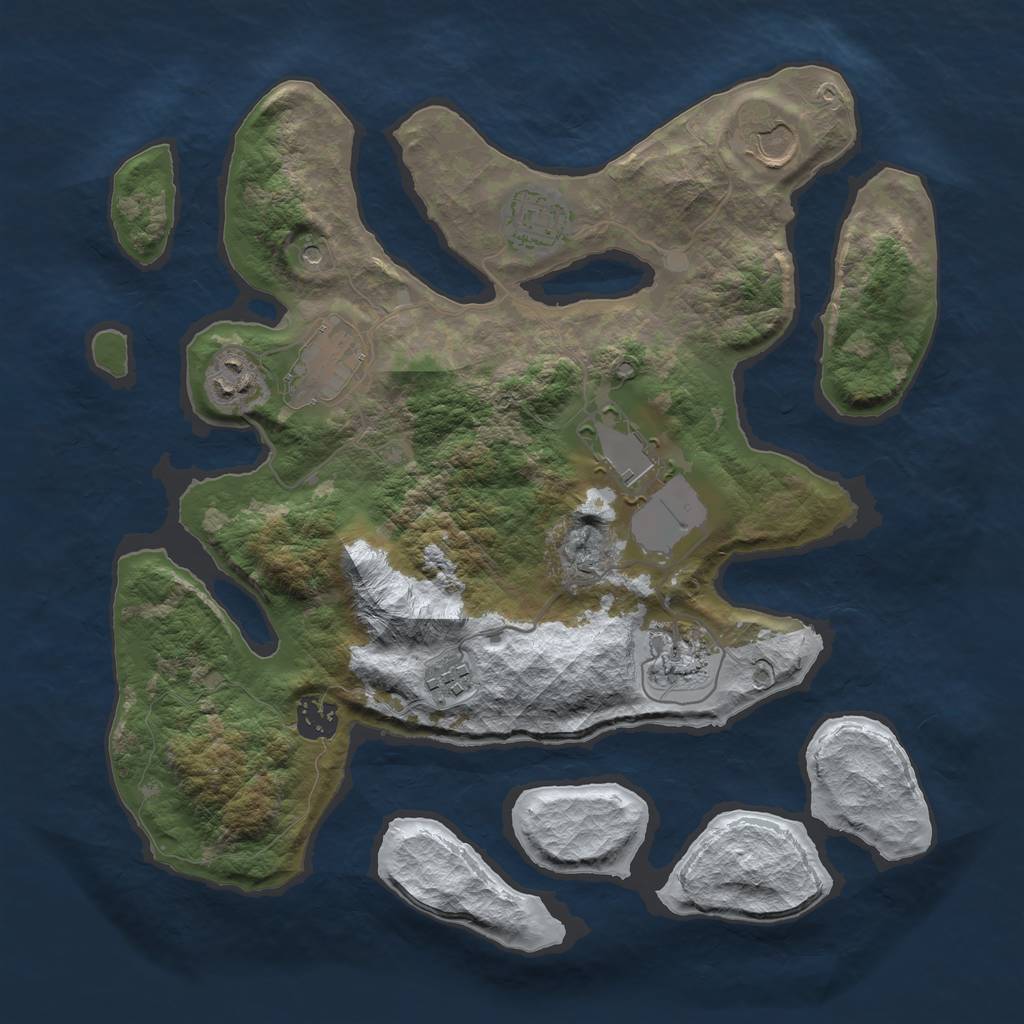 Rust Map: Barren, Size: 3500, Seed: 5217994, 11 Monuments