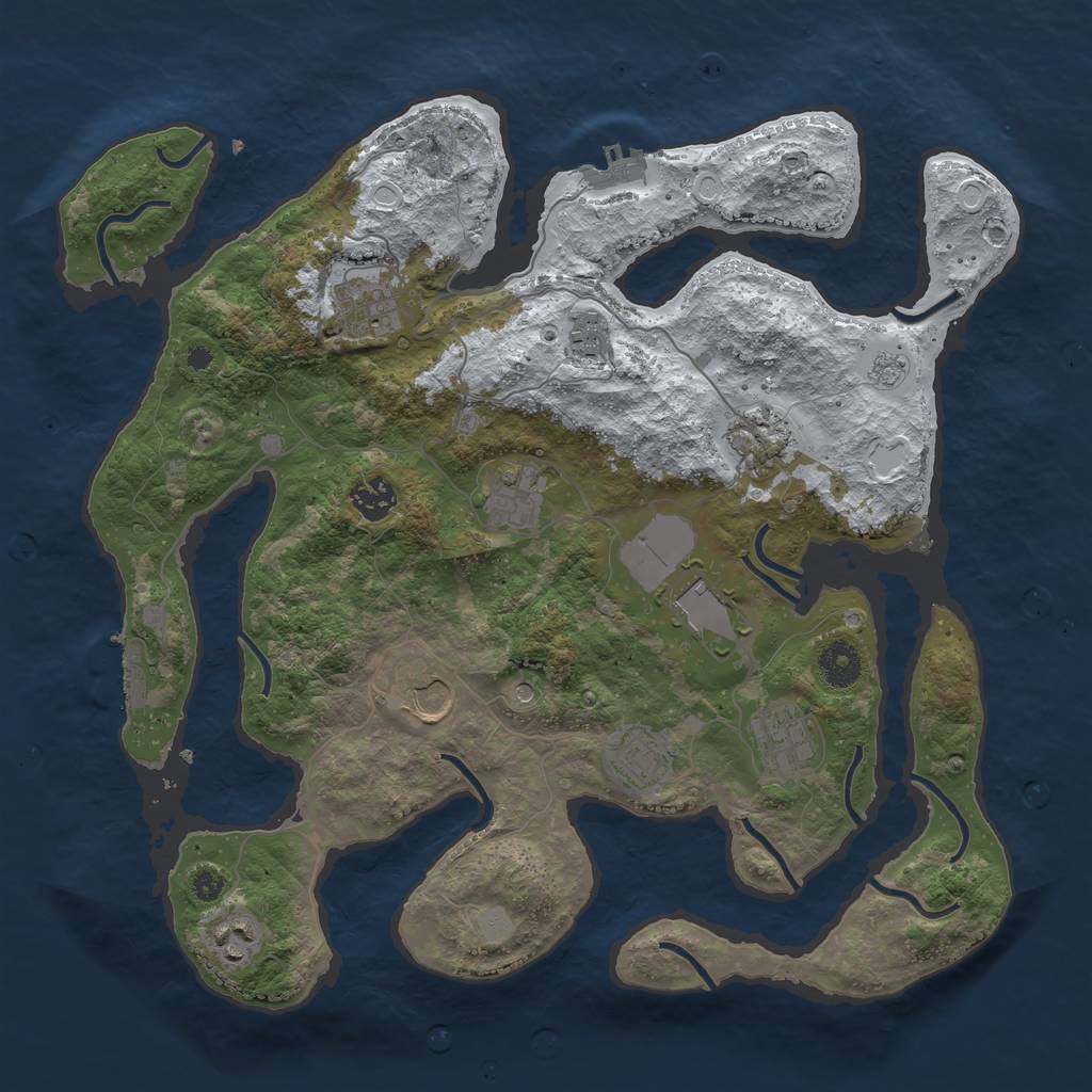 Rust Map: Procedural Map, Size: 3750, Seed: 121315421, 19 Monuments