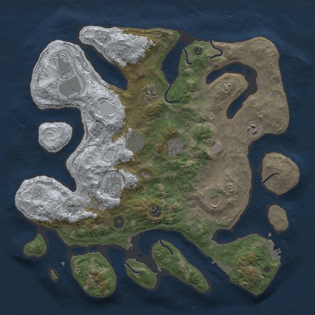 Rust Map: Procedural Map, Size: 4000, Seed: 46, 18 Monuments