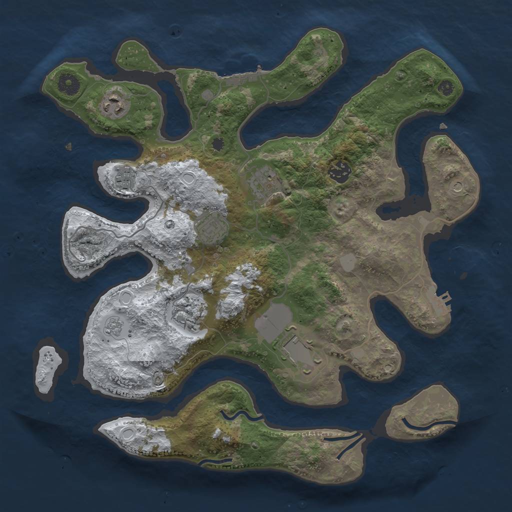 Rust Map: Procedural Map, Size: 3500, Seed: 4252029, 16 Monuments
