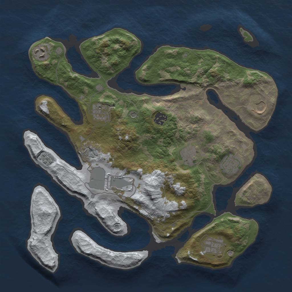 Rust Map: Barren, Size: 3500, Seed: 327364, 12 Monuments