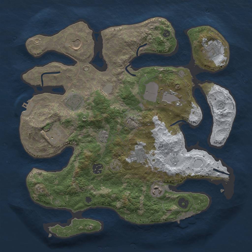 Rust Map: Procedural Map, Size: 3500, Seed: 4413419, 18 Monuments